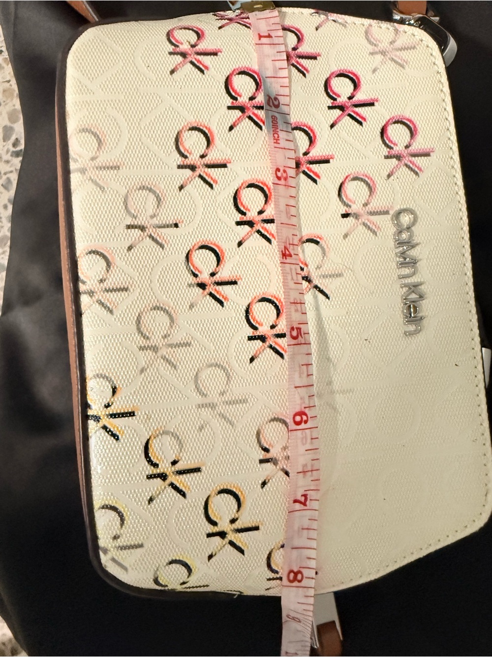Calvin Klein Cream Crossbody with Pink & Yellow CK Logo Accents - Picture 2 of 4